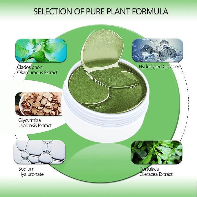 Collagen Under Eye Patches,Seaweed Eye Mask,Under Eye Pad For Dark Circles And Puffiness,Eye Gel Treatment Masks for Puffy Eyes,Under Eye Bags,Anti Wrinkle,Improve and Firm Eye Skin-Velvo Beauty