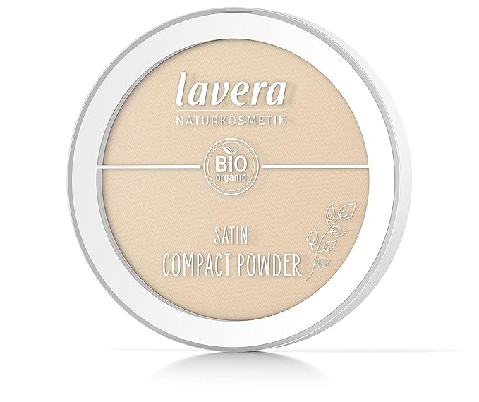 lavera Satin Compact Powder -Medium 02- nude - Almond Oil & Rice Powder - Vegan - Mattifying - Long-Lasting - Velvety Texture 0.32 Fl Oz-Velvo Beauty