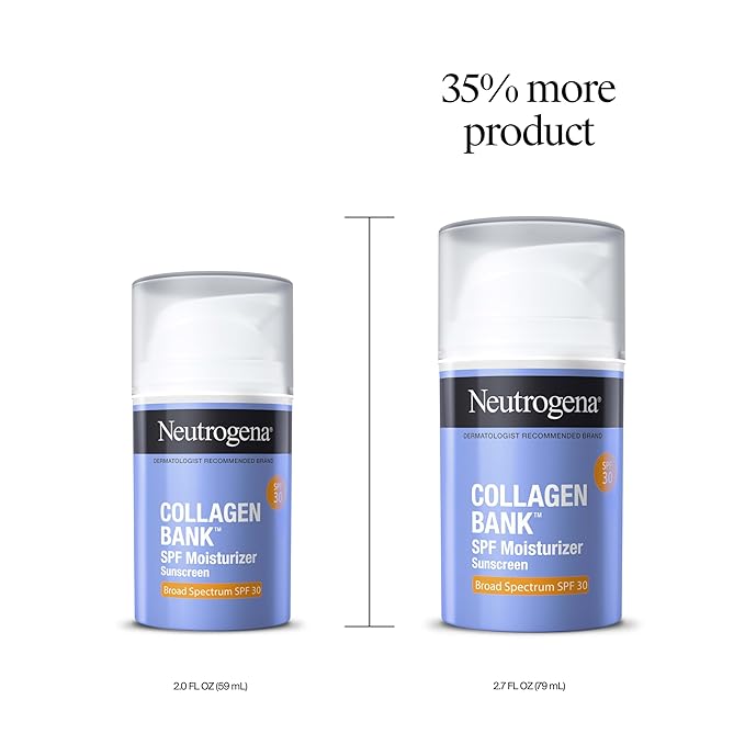 Neutrogena Collagen Bank Face Moisturizer with SPF 30 Sunscreen, Larger Size Anti-Aging Face & Neck Collagen Cream, Micro-Peptide, Support & Defend Skin’s Natural Collagen, 2.7 fl oz-Velvo Beauty