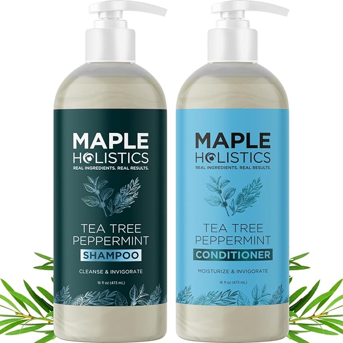 Tea Tree Mint Shampoo and Conditioner - Tea Tree Rosemary Mint Shampoo and Conditioner Set Sulfate Free for Daily Clarifying and Dry Scalp Care - Paraben and Sulfate Free Shampoo and Conditioner 16oz-Velvo Beauty