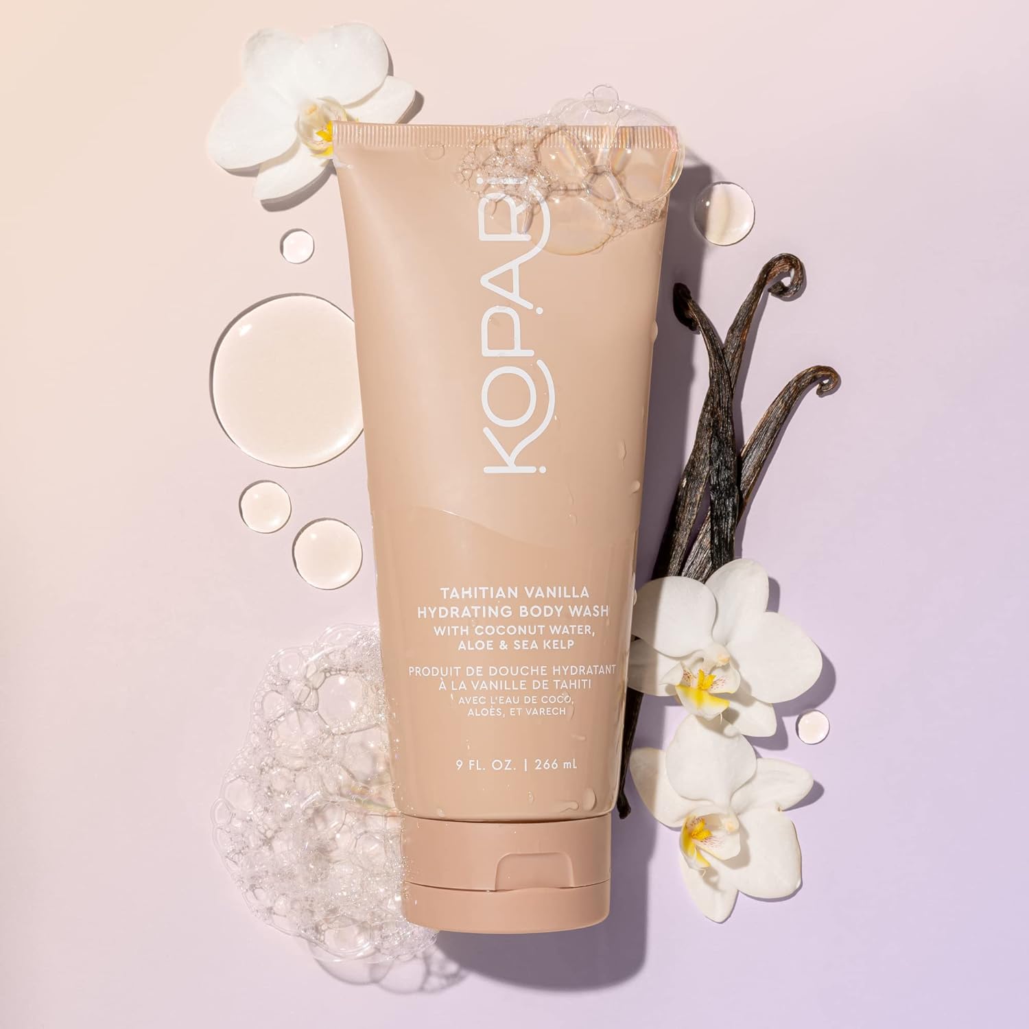 Tahitian Vanilla Hydrating Body Wash with Coconut Water, Aloe & Sea Kelp | Cleanses Without Stripping Moisture or Natural Oils | Infused with Notes of Warm Vanilla | Vegan and Cruelty-Free | 9.0 Oz-Velvo Beauty