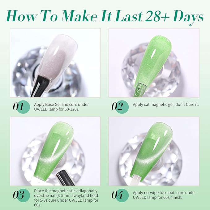 Born Pretty Gel Nail Polish Green Series,Jelly Transparent Gel Nail Polish, Cat Magnetic Eye,Shimmer Glitter Holographic Green Gel Polish Kit for Salon Manicure and Nail Art DIY at Home 6PCS 7ml-Velvo Beauty