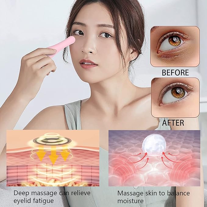 Handheld Eye & Face Electric Massager Wand-Vibration, Firm Tone, Eye Fatigue, Puffy Eyes Dark Circles Eye Bags, Skin Care Tool for Eyes, Beauty Products Absorption, Acupressure-Pink-Velvo Beauty