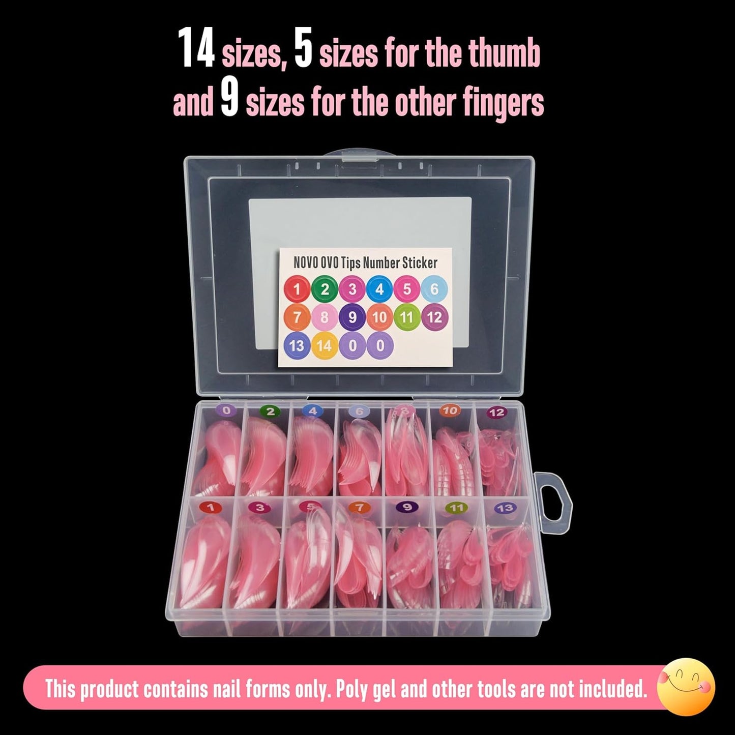 Halloween Curved Stiletto 3D PINK Nail Dual Forms for Poly Gel Extension of Eagle Claw, XL XXL Hawk Curve Sculptural Acrylic Nails, Reusable Molds Nail Art Design 280 Pcs 14 sizes-Velvo Beauty