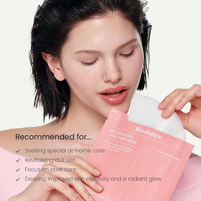 BIODANCE Bio-Collagen Real Deep Mask, Hydrating Overnight Hydrogel Mask, Pore Minimizing, Elasticity Improvement, Korean Skincare | 1.19oz(34g) x 4ea-Velvo Beauty