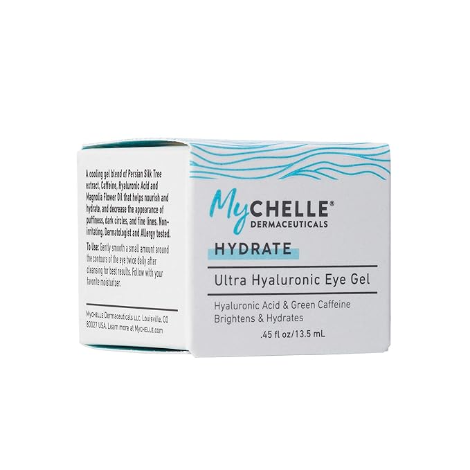 MyChelle Dermaceuticals Ultra Hyaluronic Eye Gel (0.45 Fl Oz) - Rich Hydration for Dry Skin with Vegan Hyaluronic Acid, Help Plump Skin and Help Reduce Appearance of Fine Lines and Wrinkles-Velvo Beauty