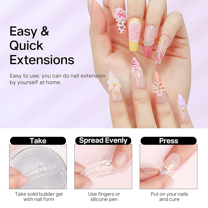 MIZHSE 2PCS 60g Clear and White Solid Builder Gel for Nails, 3D Sculpting Gel for Nail Art with Gold Silver Chrome Powder Nail Form Molding Builder Gels Kit for Women Home DIY Manicure-Velvo Beauty