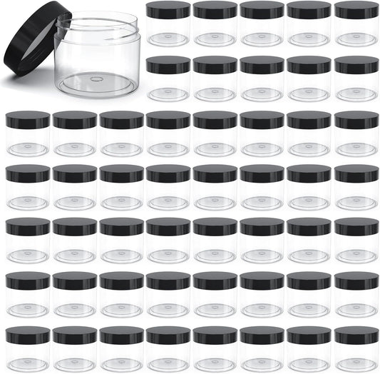 50 Pieces 4oz Plastic Jars with Lids Clear Round Cosmetic Container Empty Storage Jars for Makeup,Jewelry,Samples,Travel Storage-Velvo Beauty