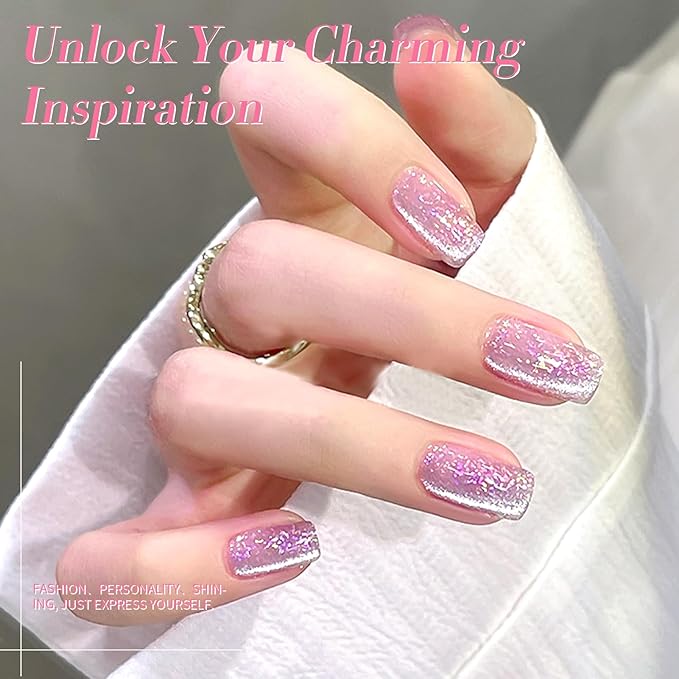 Born Pretty Cat Magnetic Eye Gel Nail Polish, Mermaid Aurora Holographic Pink Blue Green Yellow Gel Polish, Soak Off U V LED Gel Polish Nail Art Design Manicure Salon DIY Home 7ML 6PCS-Velvo Beauty