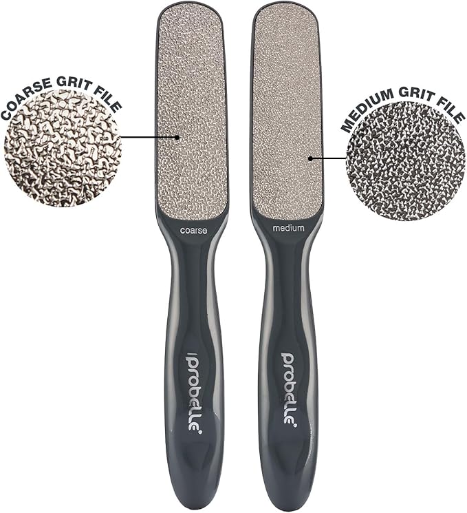 Probelle Double Sided Multidirectional Nickel Foot File Callus Remover - Immediately Reduces calluses and Corns to Powder for Instant Results, Safe Tool (Dark Grey)-Velvo Beauty