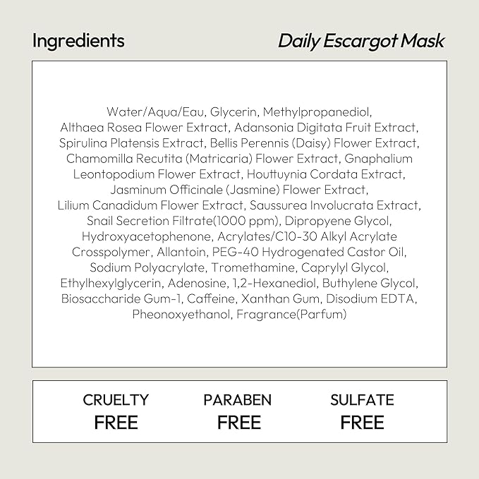 LAPCOS Escargot Sheet Mask, Daily Face Mask with Snail Filtrate to Moisturize and Soothe Skin, Korean Beauty Favorite, 5-Pack-Velvo Beauty