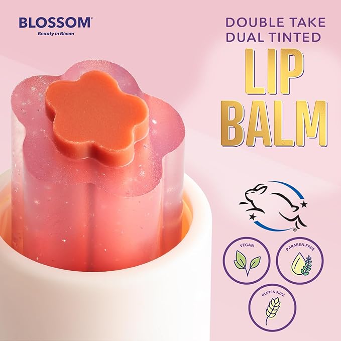 Blossom Double Take Flower Shaped Dual Tinted Moisturizing Lip Balm with Shea Butter, 0.13oz/3.6g, Pink Shimmer-Velvo Beauty
