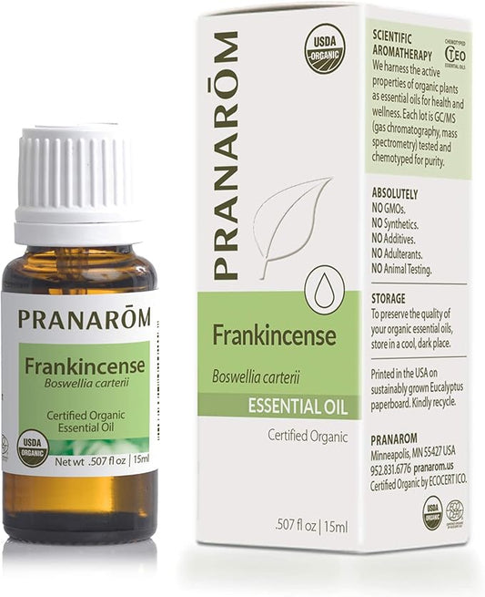 Pranarom USDA Certified Organic Frankincense Essential Oil (15ml), 100% Pure Undiluted Therapeutic Grade from Somalia for Aromatherapy, Diffuser, Skincare, Relaxation, Meditation-Velvo Beauty