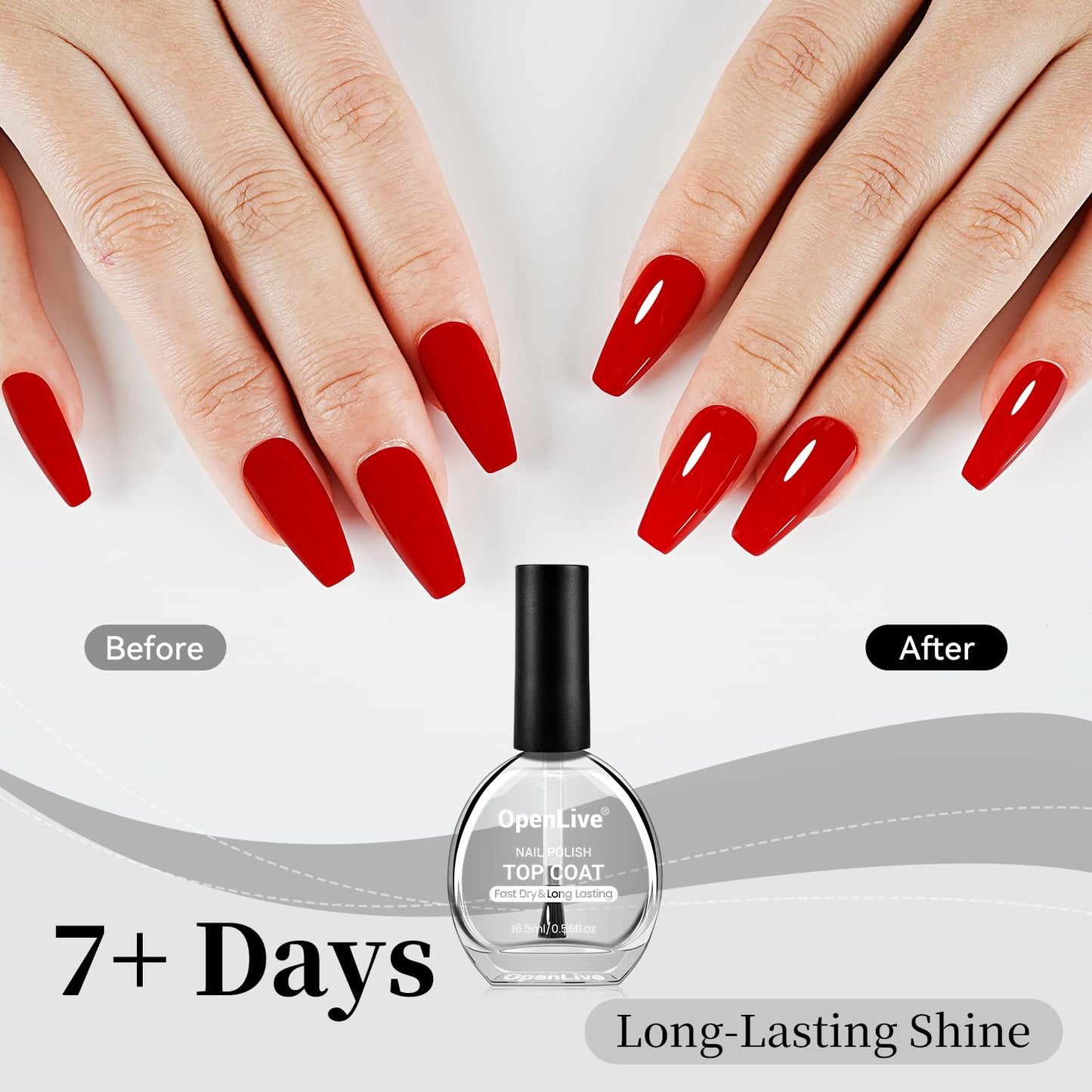 16.5ml Top Coat Clear Nail Polish, Quick Dry High Gloss Shine Large Volume Top Coat, Long Wear and Scratch Resistant for Women Salon DIY Nail Art-Velvo Beauty