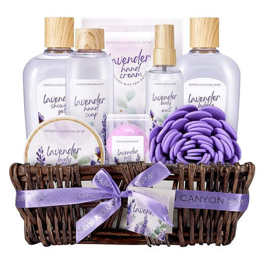 Spa Gift Baskets for Women, 10Pcs Lavender Spa Kit for Women, Bath Gift Set with Bubble Bath,Body Lotion Bath and Body Gift Set Christmas Gift Basket for Her Mothers Day Gifts for Mom-Velvo Beauty
