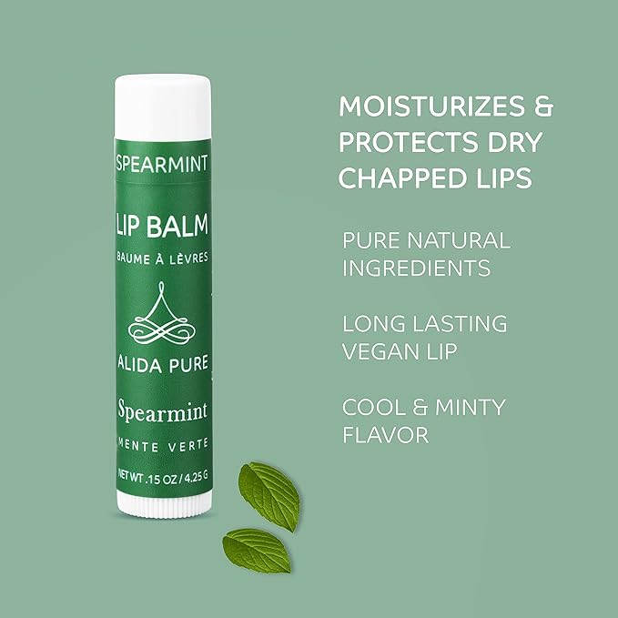 Spearmint Lip Balm Collection, Vegan Lip Balm Set, Beeswax Free, with Avocado Oil, Organic Jojoba Oil, and Vitamin E, Natural Moisturizer for Dry, Chapped Lips, 3 Tube Set-Velvo Beauty