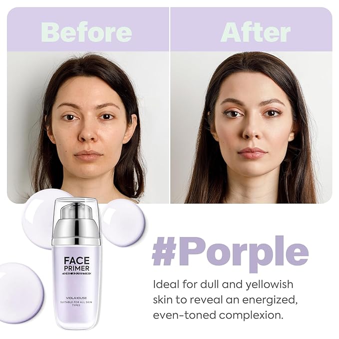 VIOLA HOUSE Face Primer, Tone Adjust Primer For Face Before Makeup-Refined, Bright And Smooth The Skin And Fills Fine Lines (Lavender Purple)-Velvo Beauty