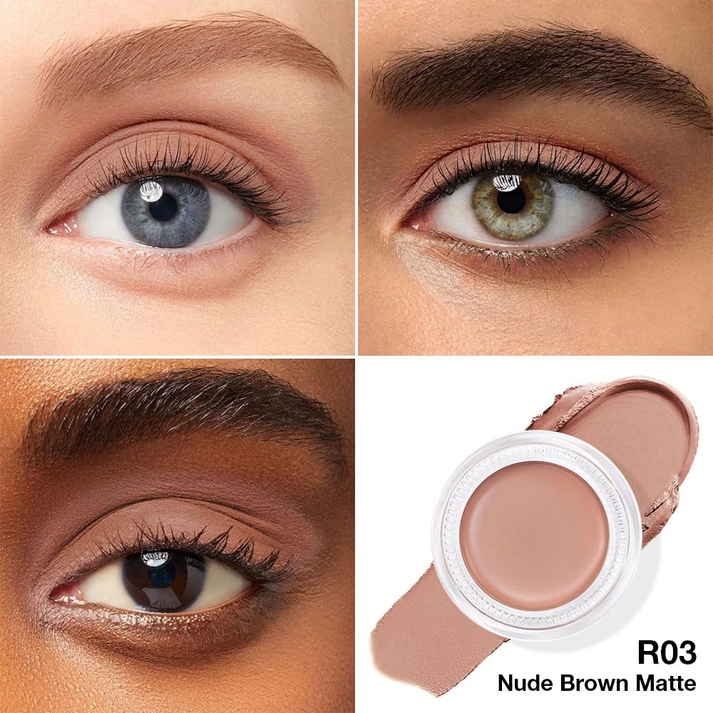 Kaely Single Cream Eyeshadow Pot, Nude Brown Matte Eye Shadow for Older Women High Pigmented Waterproof, Natural Eyeshadow Palette Makeup Brightener, sombras en crema para ojos, Blendable, R03-Velvo Beauty