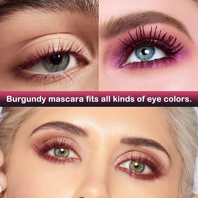 Maydear Burgundy Mascara for Eyelashes, Waterproof Colored Long Lasting Smudgeproof for Women Fast Dry Lengthening Eye Makeup Party - Dark Purple-Velvo Beauty
