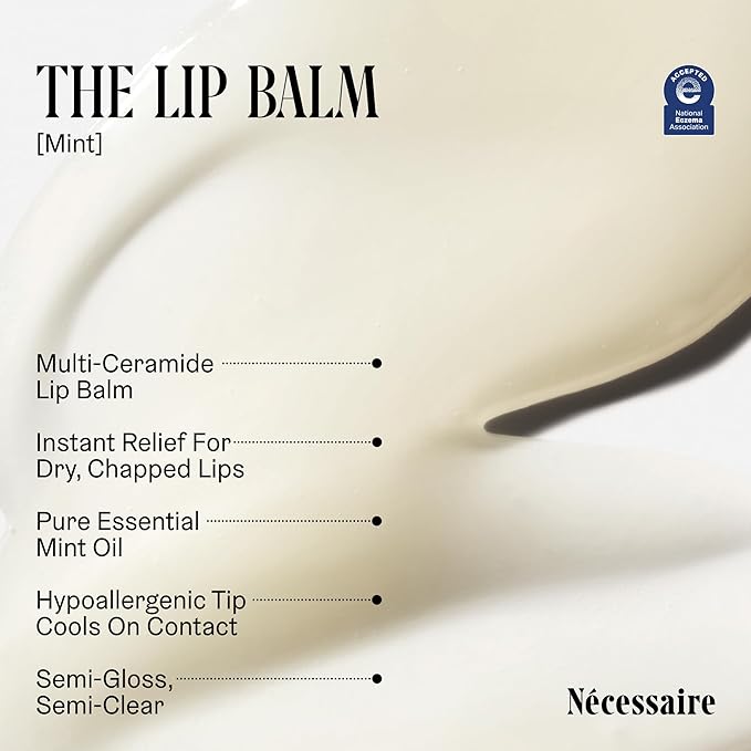 Nécessaire The Lip Balm | Hydrating Lip Balm for Women and Men, Clear, Mint, Multi-Ceramide, Treatment Balm | Instant Relief for Dry, Chapped Lips | Cooling Hypoallergenic Tip | Non-Sticky (0.5 fl oz)-Velvo Beauty