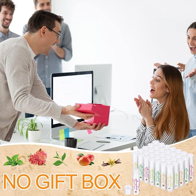 Dunzy 50 Pcs Thank You Gift Lip Balm Bulk Baby Shower Party Favors Bridal Shower Favor Lip Care with Assorted Fruit Flavors Thank You Lipstick for Guest Basket Gift Stuffer (Leaf)-Velvo Beauty