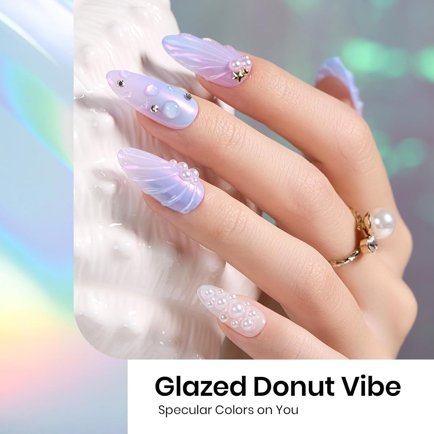 Beetles Chrome Nail Powder Metallic Mirror Effect, Holographic Aurora Mermaid Pearl Glitter, Chrome Powder for Gel Nails Manicure Nail Art Decoration 8 Colors 0.5g/Jar-Velvo Beauty