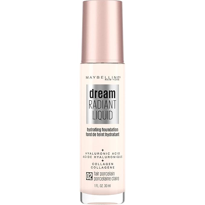 Maybelline Dream Radiant Liquid Medium Coverage Hydrating Makeup, Lightweight Liquid Foundation, Fair Porcelain, 1 Count-Velvo Beauty