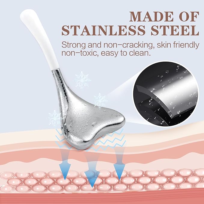 Ice Globes for Face Cryo Sticks Set, Ice Roller Stainless Steel Facial Massage Skin Care Tools for Cooling & Hot Spa-Velvo Beauty