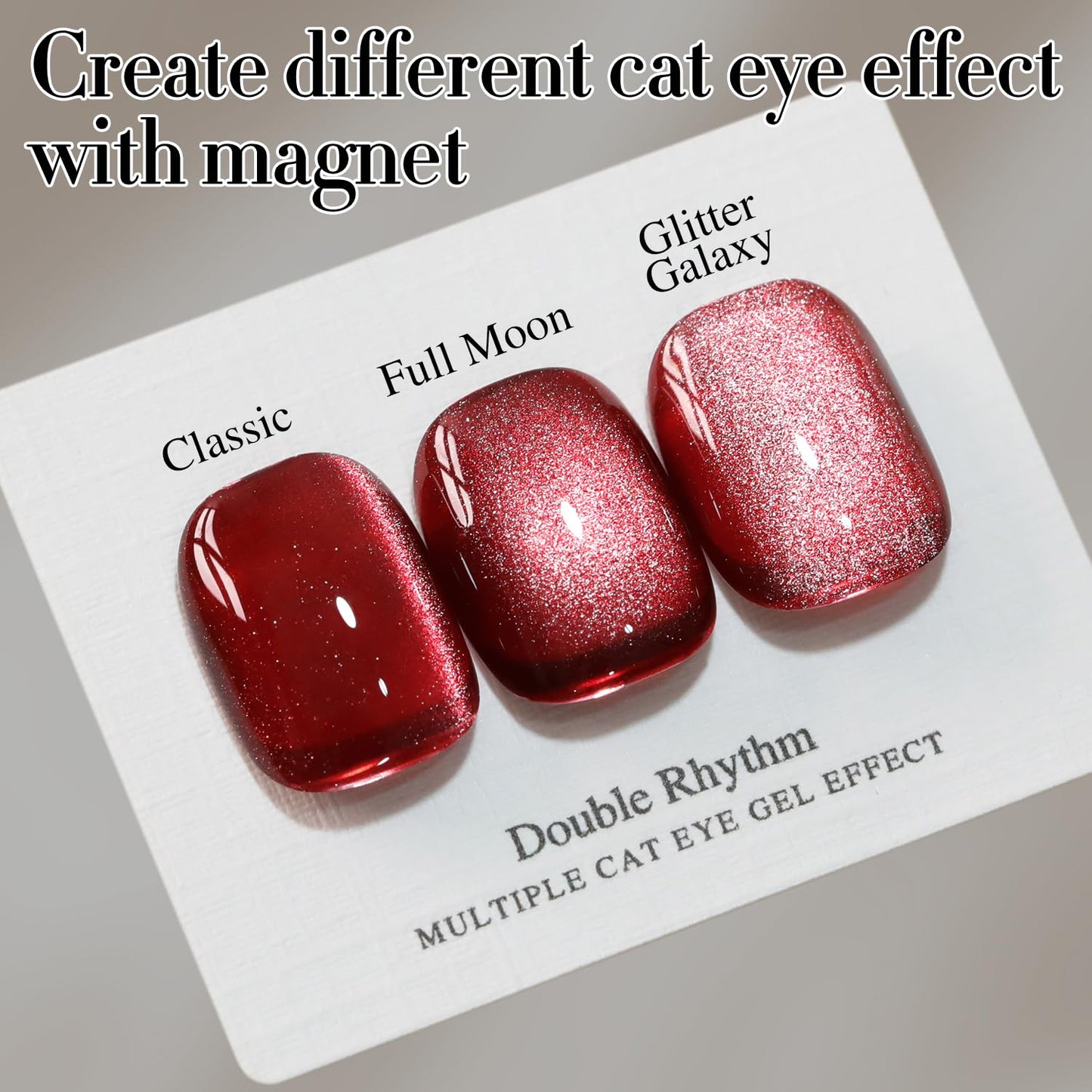 Double Rhythm Jelly Glass Cat Eye Gel Polish with Magnet 15ML Holographic Glitter Shimmer Translucent Sheer Color Magnetic Nail Polish Salon DIY at Home (Dark Red-MC1054)-Velvo Beauty