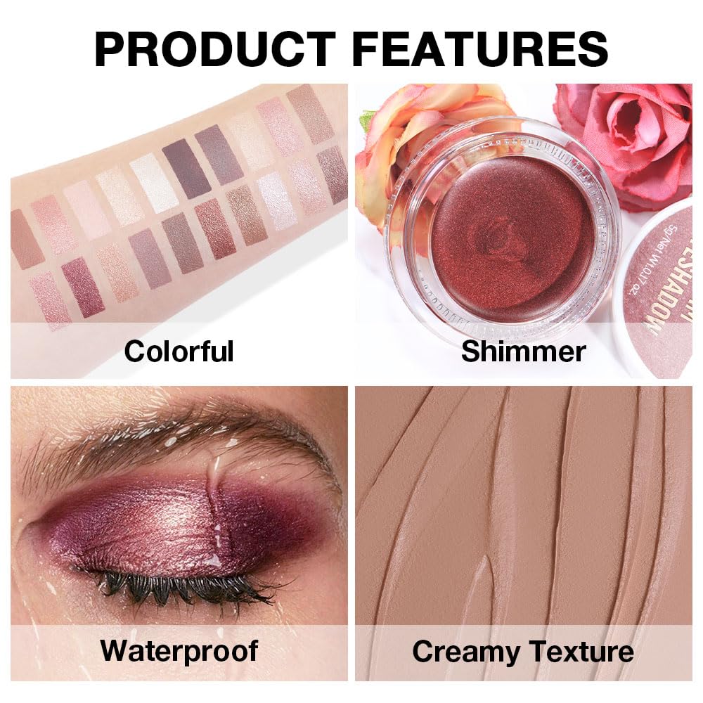 Kaely Single Cream Eyeshadow Pot, Nude Brown Matte Eye Shadow for Older Women High Pigmented Waterproof, Natural Eyeshadow Palette Makeup Brightener, sombras en crema para ojos, Blendable, R03-Velvo Beauty