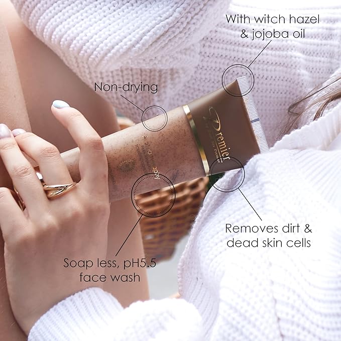 Premier Dead Sea Classic Para-Pharmaceutical Exfoliating Cleansing, Micro Grains Face Facial Gel Cleanser scrub Contains Dead Sea Minerals, non drying, Aromatherapy Scientific Concept 4.25Fl oz (X1)-Velvo Beauty