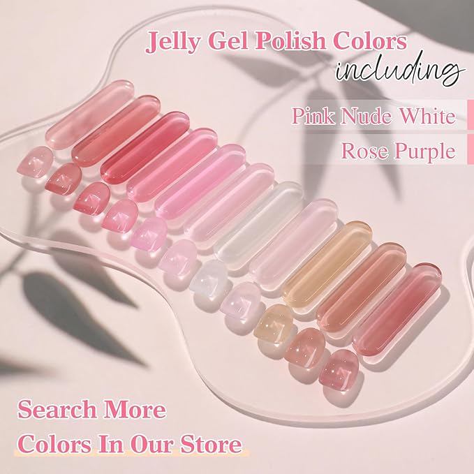 Double Rhythm 28Pcs 0.5Oz Gel Nail Polish Set Same Color Same Bottle Soak Off Gel Polish Kit Nail Art Manicure Salon DIY at Home for Women (Jelly Sheer Clear Collection-T24-8)-Velvo Beauty