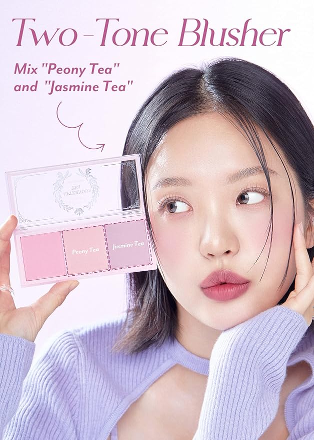I'm Meme Palette - Afternoon Tea Blusher | Blossom Tea Blended, Cool Tone Blush for Cheek, Soft Pink, Peach, Lavender, 3 Shades Palette, Matte Powder Blush for Face&Cheeks, 0.4oz-Velvo Beauty