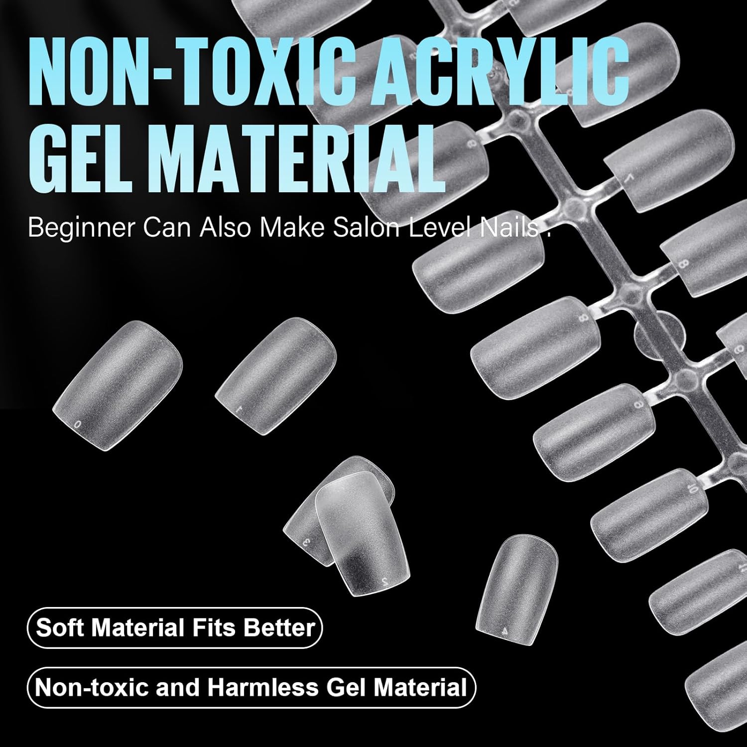 TOMICCA Short Square Nail Tips 240Pcs Pre-buff Full Matte Acrylic Fake Nails, 15 Sizes Full Cover Press on Nail for Extension Manicure Home DIY Nail Art-Velvo Beauty