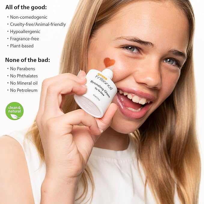 Frilliance Hydrating Go-To Glow, Bronzing Glaze Drops, Cruelty-Free Hypoallergenic for Teens of All Skin Types, 30 ml / 1 fl oz-Velvo Beauty