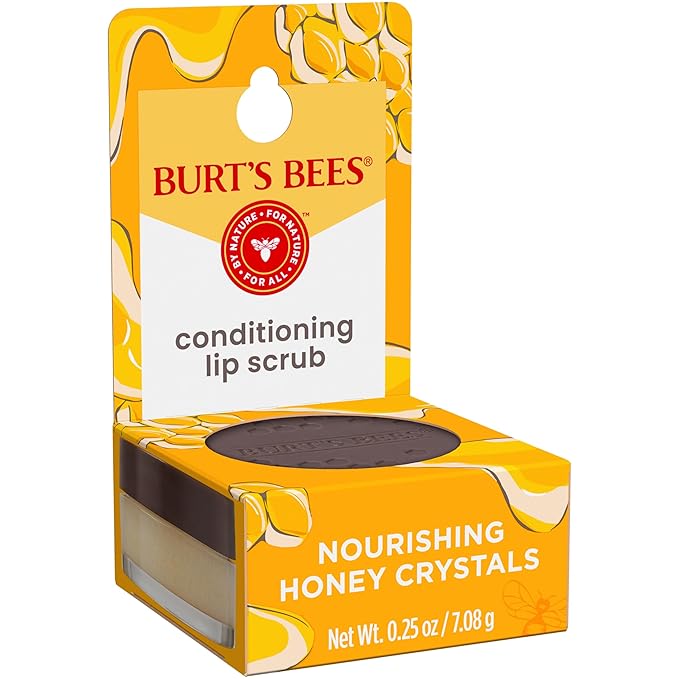 Burt's Bees Conditioning Honey Lip Scrub, Exfoliates & Conditions Dry Lips, with Honey Crystals, Use with Overnight Intense Lip Treatment, Natural Origin Lip Care, 0.25 oz.-Velvo Beauty