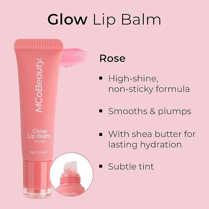 MCoBeauty Glow Lip Balm, Rose, Nourishing Tint for Luscious Lips, Vegan, Cruelty Free Cosmetics-Velvo Beauty
