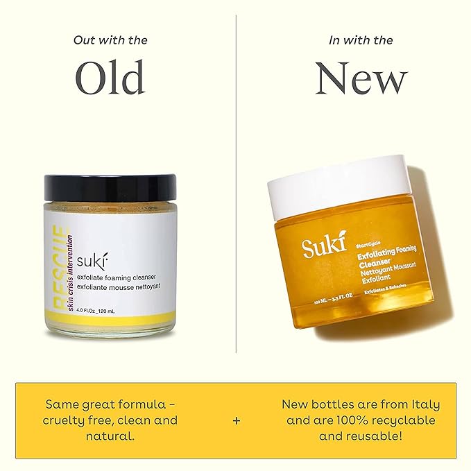 Face Scrub Exfoliating Face Wash | Suki Skincare Exfoliate Foaming Cleanser, Gentle Daily Scrub with Colloidal Oat & Raw Sugar, Natural Deep Pore Cleaner & Microdermabrasion Facial Exfoliator 3.38 oz-Velvo Beauty