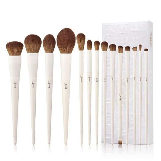 Jessup Makeup Brushes 14Pcs Makeup Brush Set Premium Synthetic Powder Foundation Contour Blush Concealer Eye Shadow Blending Liner Make Up Brush Kit Light Grey T329-Velvo Beauty