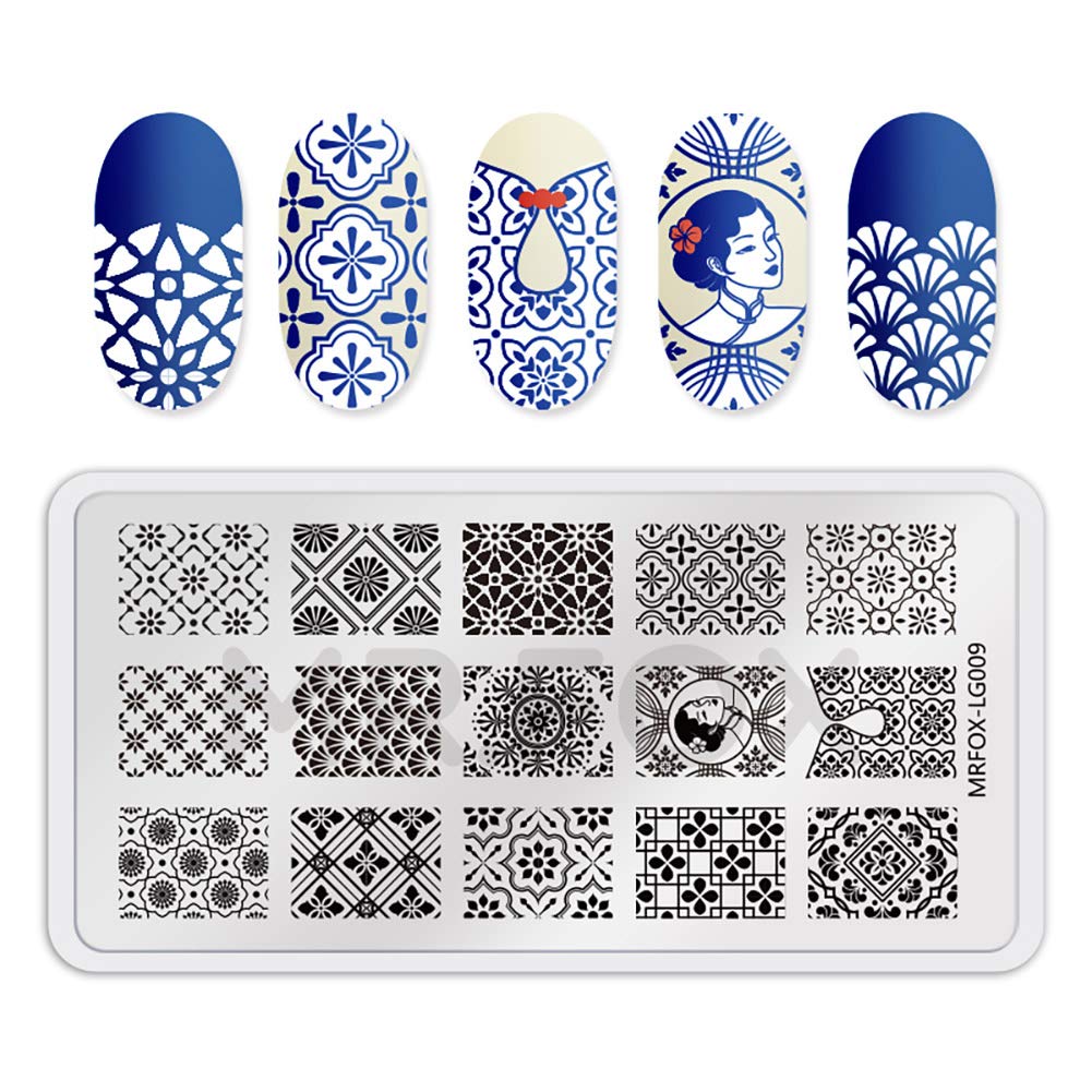 MR.FOX Nail Board Set - Chinese, Republic, Ancient Style Wedding Theme Pattern - Bubble Republic Style Art DIY Hot Stamping Template-Velvo Beauty