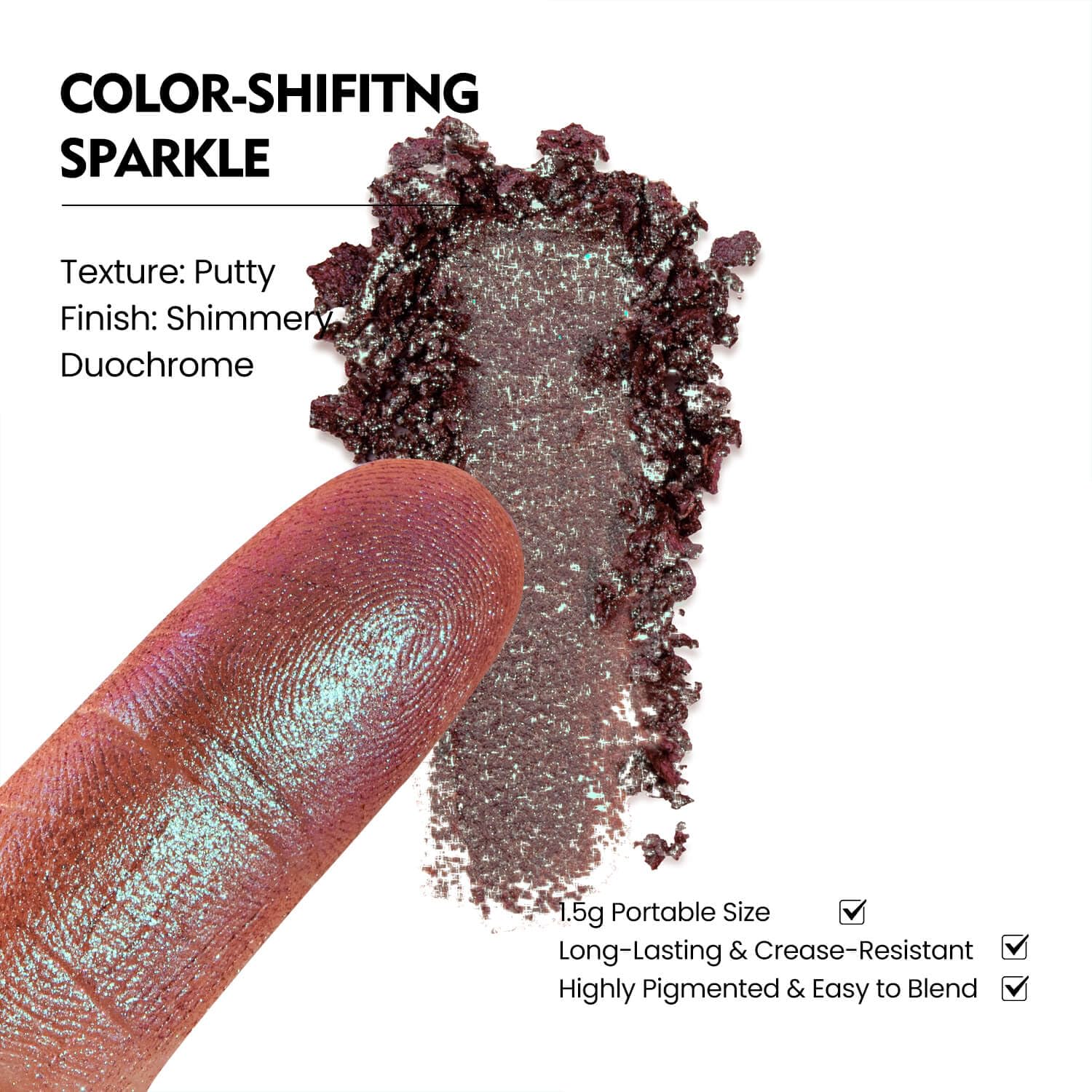 Chameleon Single Eyeshadow, Iridescent Blue-Purple, Pressed Powde, Square Pan,High Pigment, Smudge-Proof, Smooth Blend,Long-Lasting,Fits Magnetic Palettes (Nebula)-Velvo Beauty