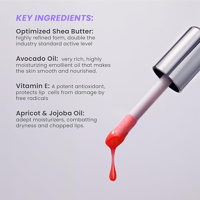 Wonderskin Lip Oil Rehab Serum - Tinted Lip Oil for Women, Hydrating, Moisturizing, and Non-Sticky Bright Red Tint Serum for Dry Lips (Flirt)-Velvo Beauty