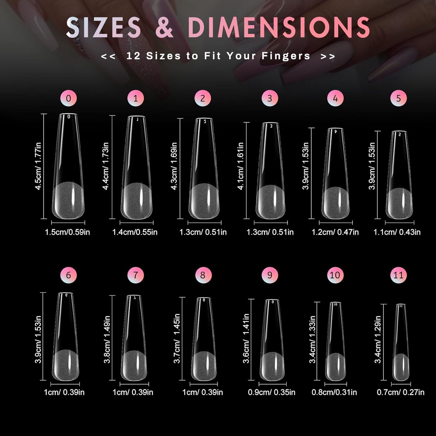 Ranrose 240pcs Nails Tips Coffin: XXL Super Long Half Matte False Nails 12 Sizes C Cruve Acrylic Nails, Coffin Press on Nails Extension For Nail Salons DIY-Velvo Beauty