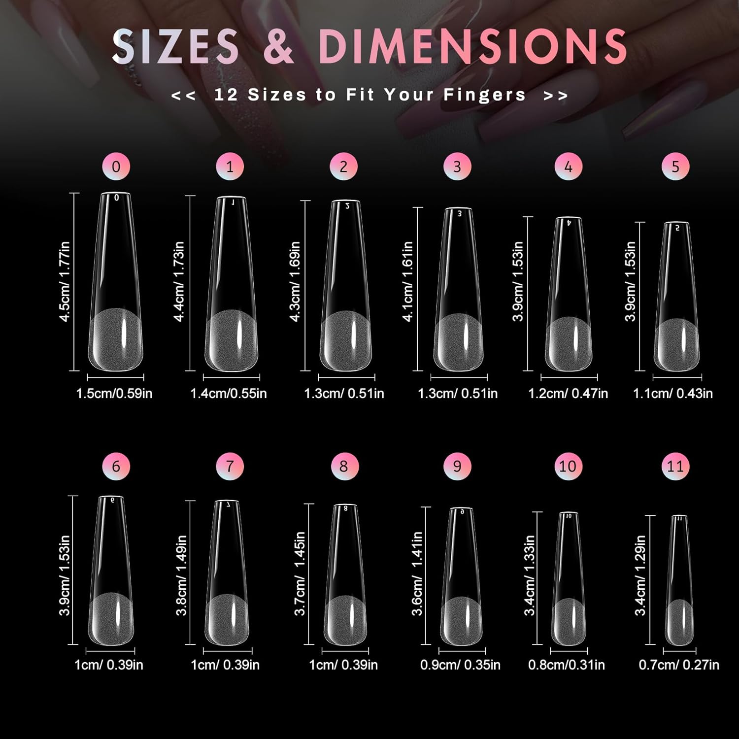 Ranrose 240pcs Nails Tips Coffin: XXL Super Long Half Matte False Nails 12 Sizes C Cruve Acrylic Nails, Coffin Press on Nails Extension For Nail Salons DIY-Velvo Beauty