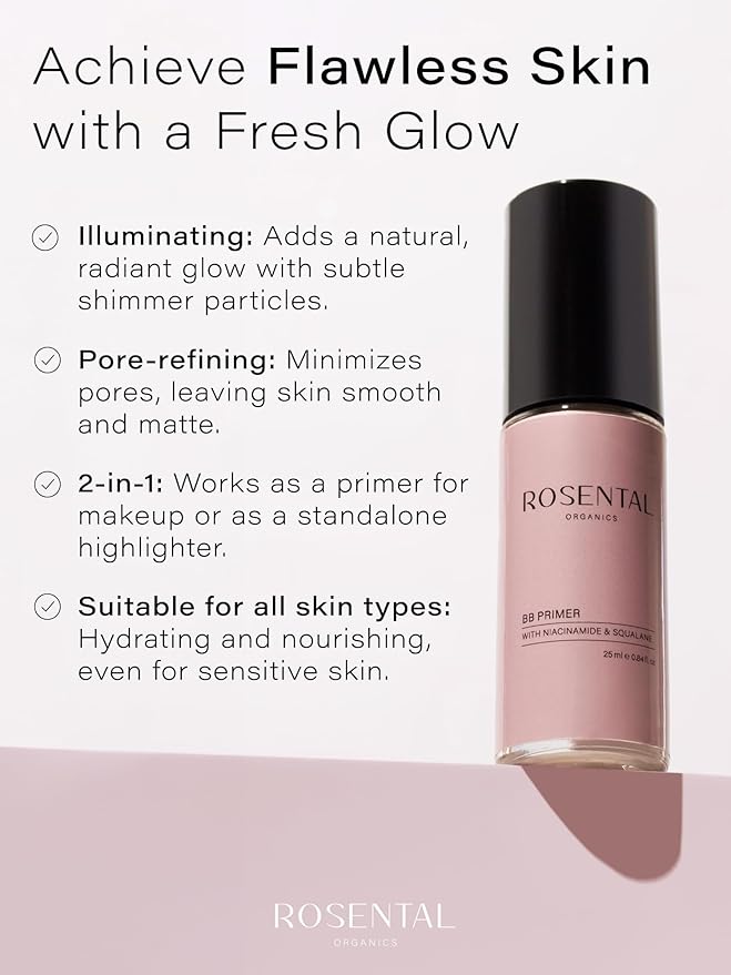 Organics BB Primer | with Niacinamide & Squalane – Pore-Refining, Illuminating, Hydrating Primer for a Fresh Glow Look and Smooth Texture, 25 ml-Velvo Beauty