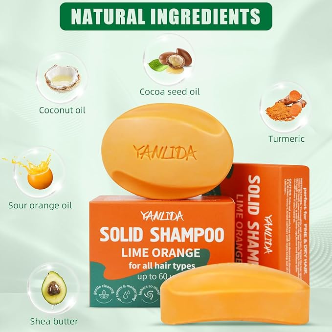 Solid Shampoo Conditioner Bar 2-In-1, Citrus Bar Shampoo for Dry, Itchy, and Oily Scalp, pH Balanced, Vegan Bars for Hair Strengthening Cleansing Moisturize, Cruelty-Free, 3 oz (Pack of 2)-Velvo Beauty