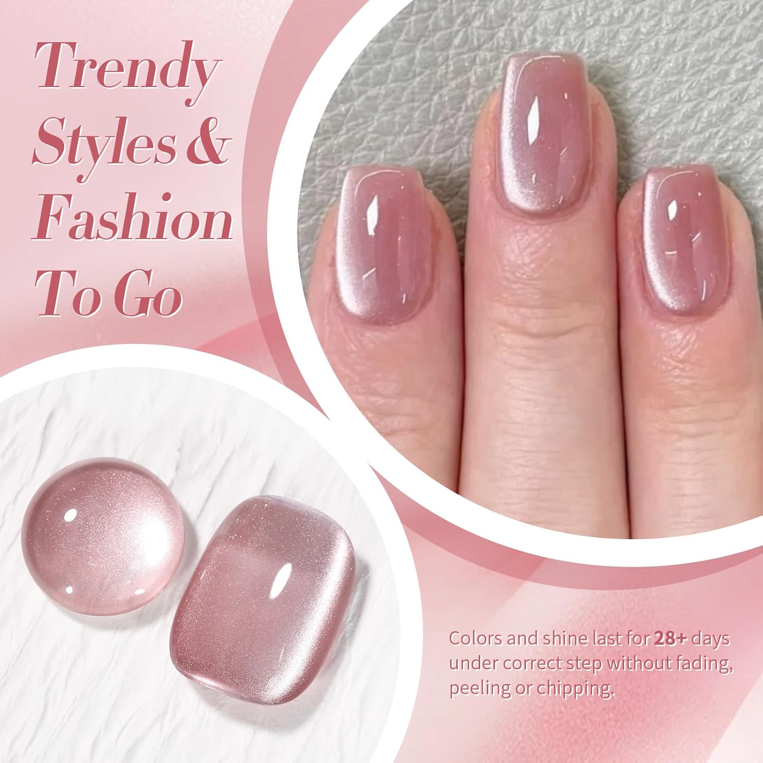 Born Pretty Cat Magnetic Eye Gel Nail Polish Cat Magnetic Gel Moonlight Dried Rose Color Cat Magnetic Glitter Nail Polish Nail Gel Soak Off Nail Art Salon Home Gift for Women 15ML-Velvo Beauty