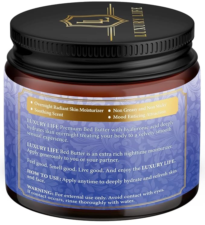 LUXURY LIFE Bed Butter - Irresistibly Fragranced Mood-Enticing Butter Infused with Hyaluronic Acid. Extra Rich Calming Nighttime Moisturizer for Sensual Stimulating Experience (Island Passion, 8 oz)-Velvo Beauty