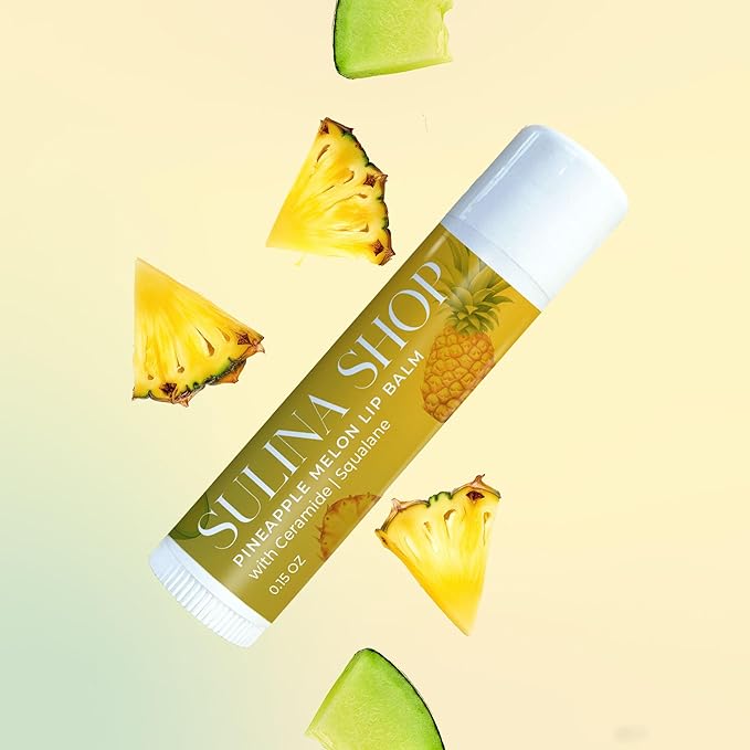 Pineapple Melon Lip Balm Hydrating & Nourishing Lip Moisturizer with Squalane, Castor Oil, Castor Oil, and Vitamin E, Smooth Application, Lip Care, Barrier Protection, Non-Waxy, Refreshing Scent-Velvo Beauty