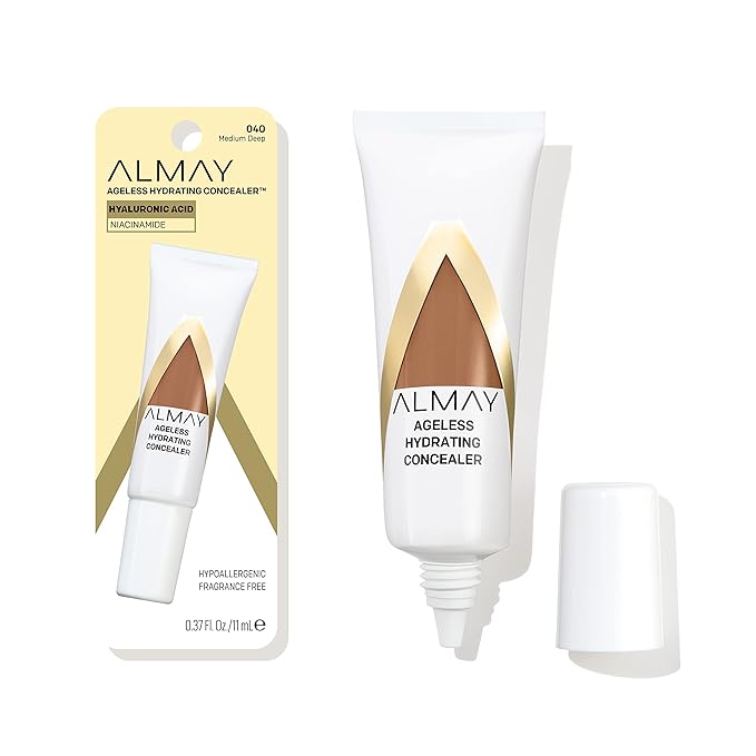 Almay Anti-Aging Concealer, Face Makeup with Hyaluronic Acid, Niacinamide, Vitamin C & E, Hypoallergenic, -Fragrance Free, 040 Medium Deep, 0.37 Fl Oz (Pack of 1)-Velvo Beauty
